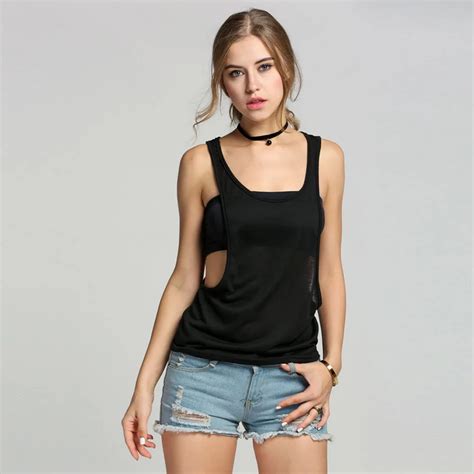 Summer Style Sexy Tank Top Women Casual Loose Open Side Tank Sleeveless Solid Camisole Cotton T