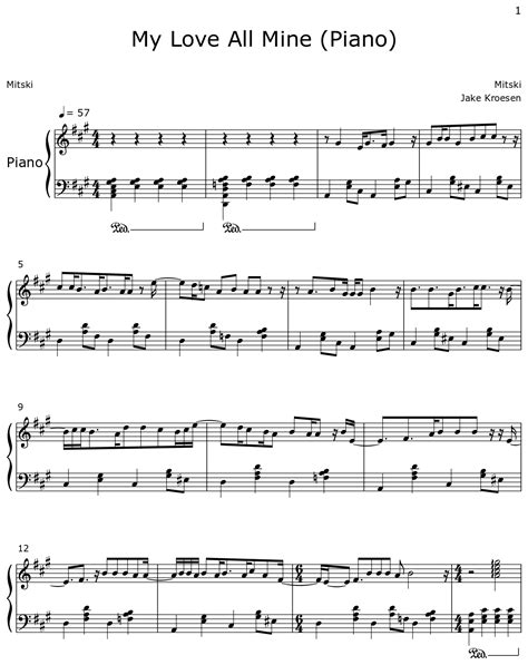 My Love All Mine Piano Sheet Music For Piano