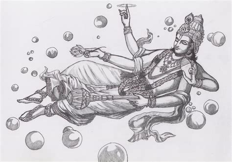 Lord Vishnu Art Drawing Of Cartoon Vishnu 620x390 Download Hd