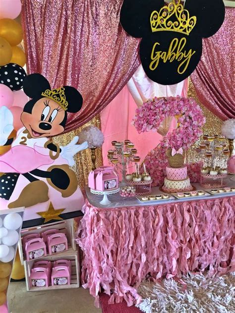the dessert table at this minnie mouse princess birthday party is absolutely stunning see more