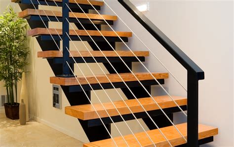 Cable Rail Modern Staircase House Of Forgings Stair And Railing