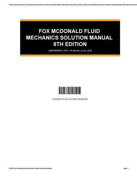 Fox And Mcdonald's Introduction To Fluid Mechanics Pdf - Fox mcdonald fluid mechanics solution manual 8th edition by