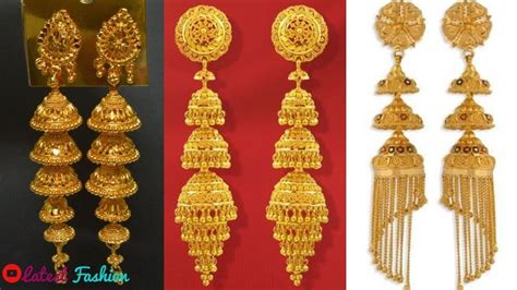 Latest gold hoop earrings designs with weight&price | chandbali,hoop,jhumka designs. Gold Jhumka Designs || Earrings For Girls || Gold Earrings ...
