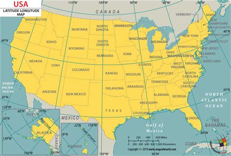 Us Map Latitude And Longitude Map Vector