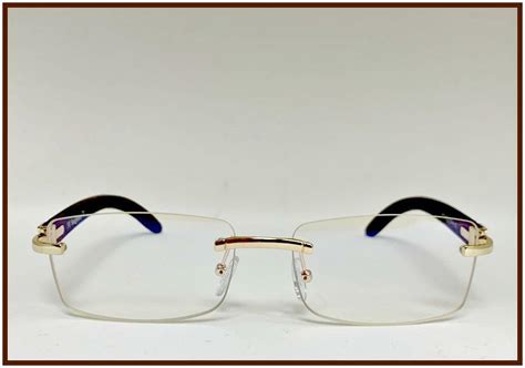 Mens Classy Sophisticated Elegant Clear Lens Eye Glasses Rimless Gold Wood Frame Ebay