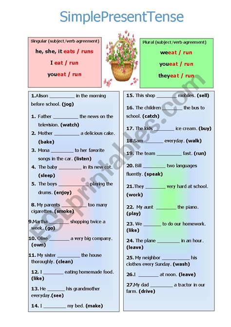 Present Simple Tense Esl Worksheet By Elle81