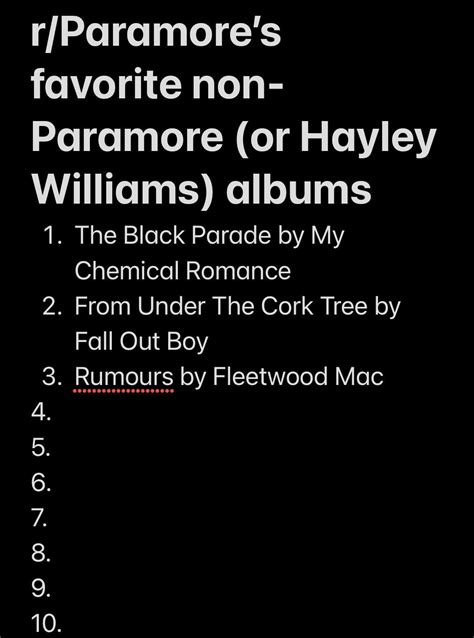 Rumours Wins Around 3 Comment Your Favorite Non Paramore Album And