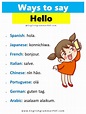 Ways to say Hello in different languages | Ways to say hello, Hello in ...
