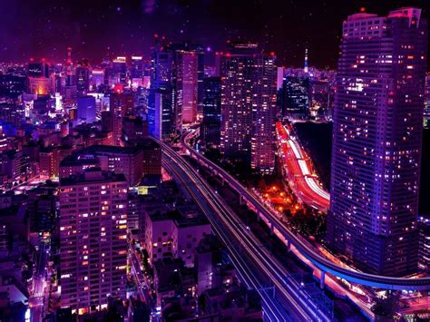 Notte Nella Città Di Tokyo Download Di Sfondi Hd Architettura Sfondi