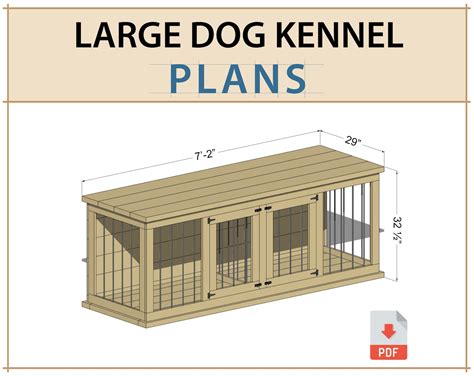 Diy Plans For Large Double Dog Kennel Dog Crate Furniture Etsy