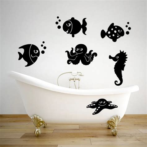 Creative Funny Fish Toilet Bathroom Removable Vinyl Wall Stickers