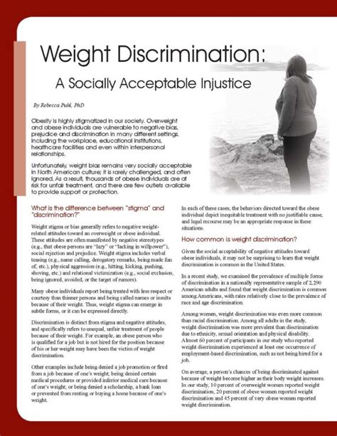 Weight Discrimination A Socially Acceptable Injustice Obesity Action Coalition