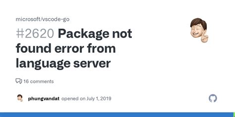 Package Not Found Error From Language Server · Issue 2620 · Microsoft