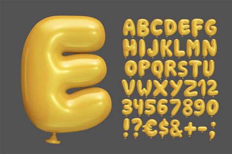Yellow Balloon Font On Yellow Images Creative Store