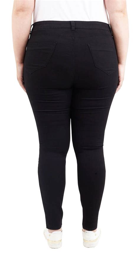 Womens Plus Size Stretch Denim Skinny Jeans With Zip Pocket Bottom