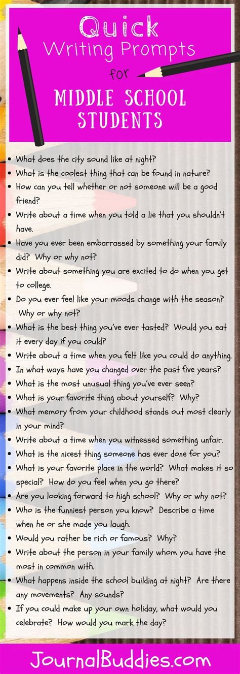 Writing Prompts For Middle School 78 Writing Prompts For Middle