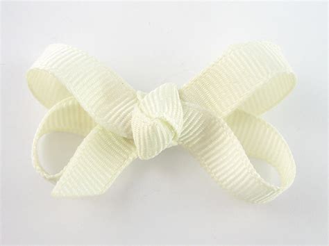Baby Hair Bow In Ivory Extra Small Boutique Bow On Mini Snap
