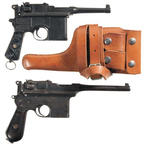 Two Broomhandle Semi Automatic Pistols A 1896 Mauser Bolo Broomhandle