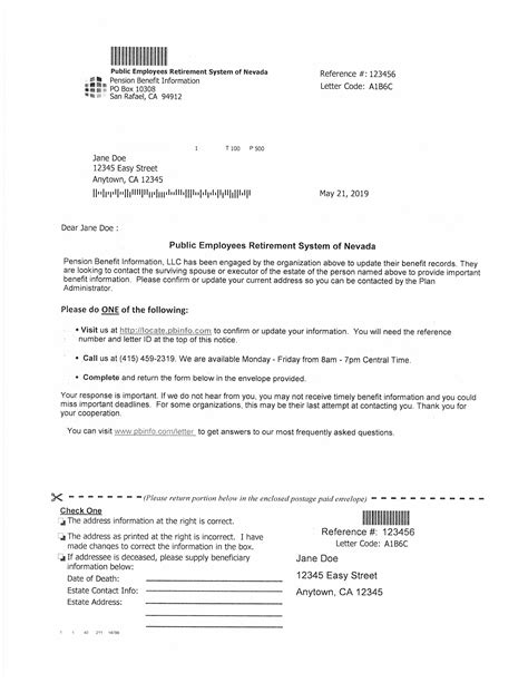 Did You Receive A Letter From Pension Benefit Information Nvpers