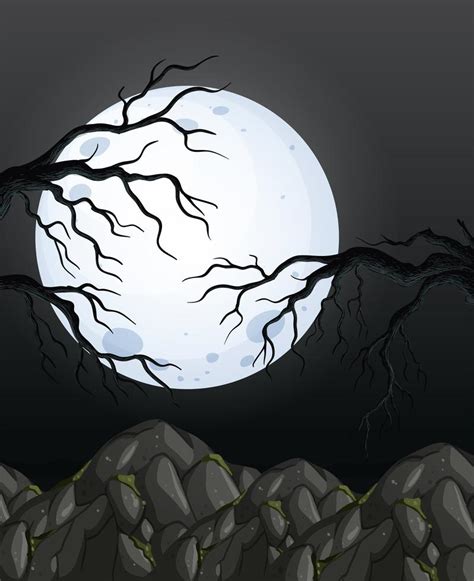 Mystery Dark Night Forest Background 374660 Vector Art At Vecteezy