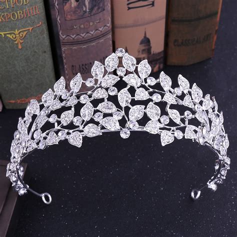 Baroque Diverse Silver Gold Crystal Leaf Bridal Tiaras Crown Vintage