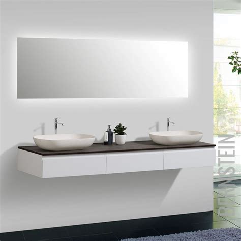 Welche variante zu ihnen passt, hängt von der größe des badezimmers und dem bedarf an stauraum ab. Badmöbel Vision 180 cm Weiß Spiegel Aufsatzwaschbecken ...