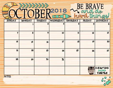 Cute October 2018 Calendar Design Calendar 2016 Calendar Cleaning