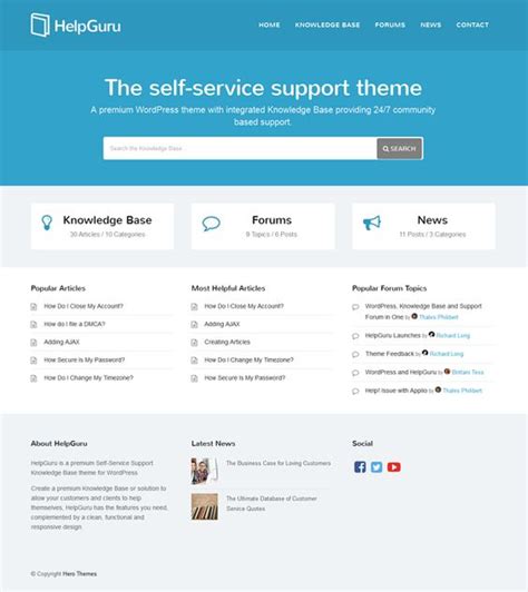 Helpguru Is A Premium Self Service Support Knowledge Base Theme For