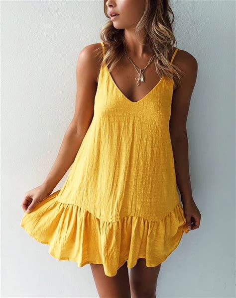 Tarja Yellow Summer Dress Cutesummerdresses Summer Dresses For Women Ruffled Dress Women