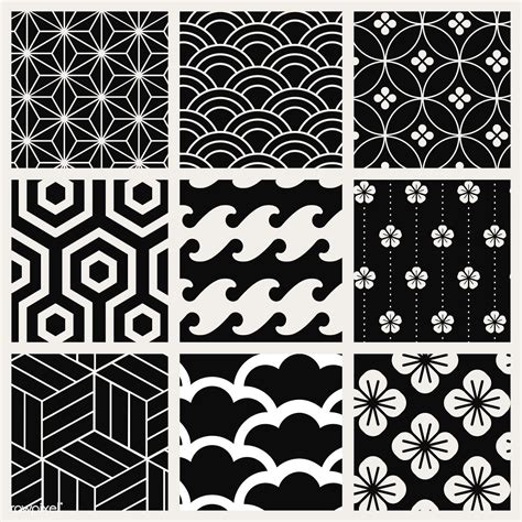 Japanese Inspired Pattern Vector Set Free Image By