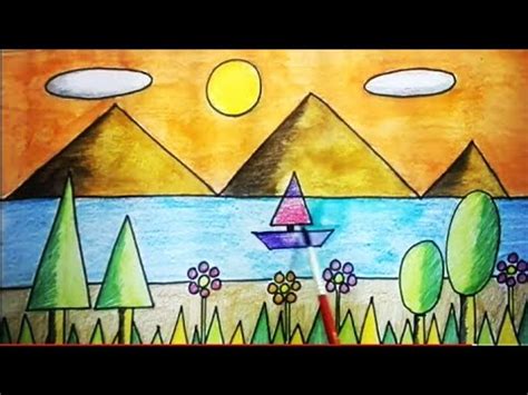 Learn how to draw simple for kids using shapes pictures using these outlines or print just for coloring. How to draw a scenery for small kids using geometrical ...