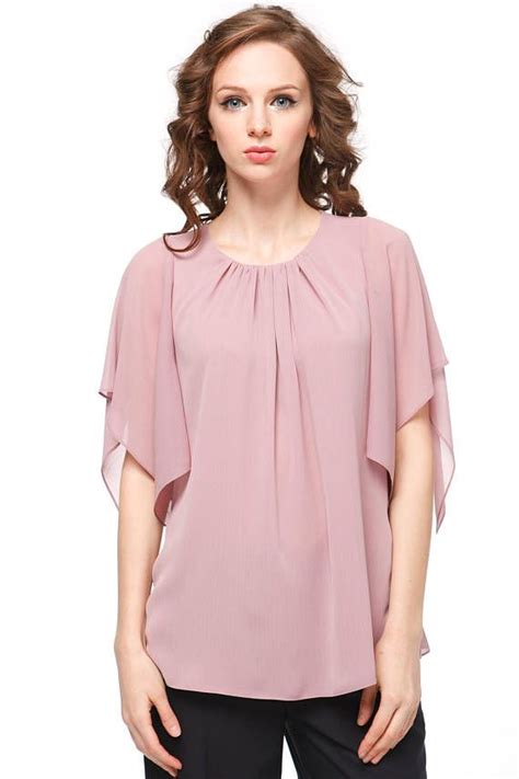 Intricate Light Pink Chiffon Blouse With Designer Sleeves Pink