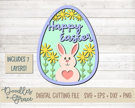 Happy Easter Layered Egg SVG Easter Egg SVG 3D Layered | Etsy