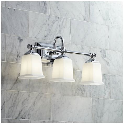 Size the fixtures to the scale of the room and width of the sink and counter. Traditional Chrome Bathroom Lighting | Lamps Plus