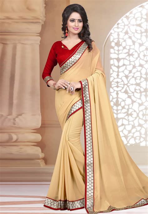 Beige Georgette Festival Wear Saree 223417