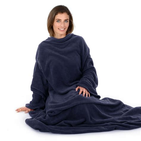 Adults Warm Soft Coral Fleece Tv Cuddle Snuggle Blanket With Sleeves