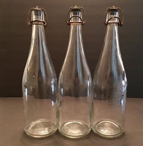 Vintage Hazel Atlas Flip Top Glass Bottles Vintage Glass Etsy