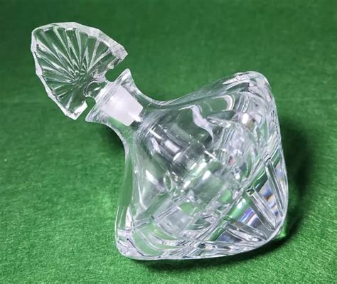 Vintage Cut Glass Cone Conical Shape Lay Down Perfume Bottle With Glass