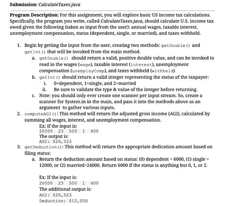 Solved Submission Calculate Taxes Java Program Description Chegg Com