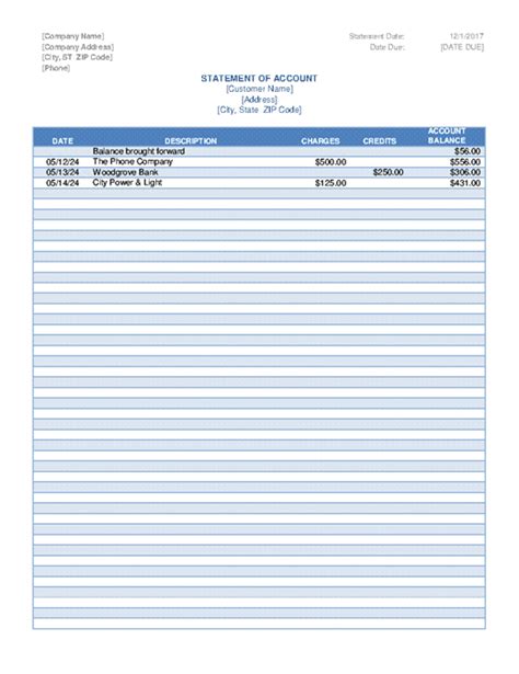 Statement Of Account Templates 13 Free Printable Word Excel And Pdf
