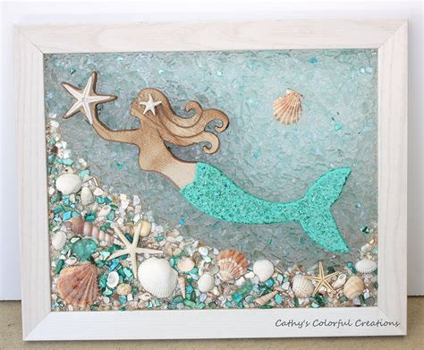 Mermaid Swimming Mermaid Mermaid Window Mermaid Art Etsy Sea Glass Art Beach Glass Art