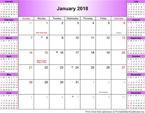 January 2018 Printable Blank Calendar Printable Blank