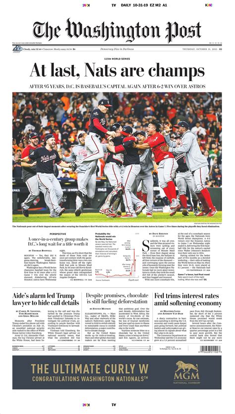 The Front Page Of The Washington Post Today Rbaseball