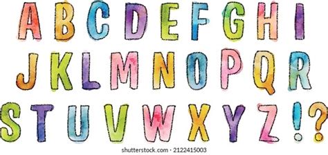 Watercolor Hand Drawn Vector Colorful Alphabets Stock Vector Royalty