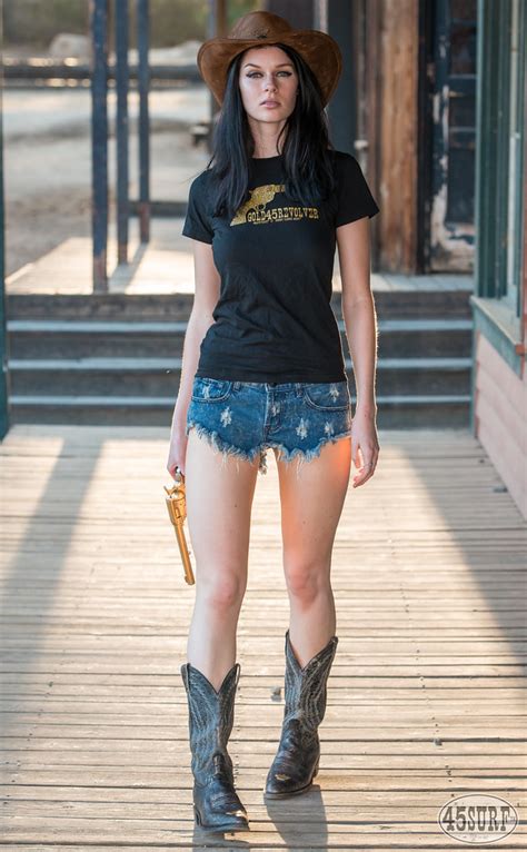Pretty Cowgirl Model Goddess With Cowboy Hat Cowboy Boots And A Gold