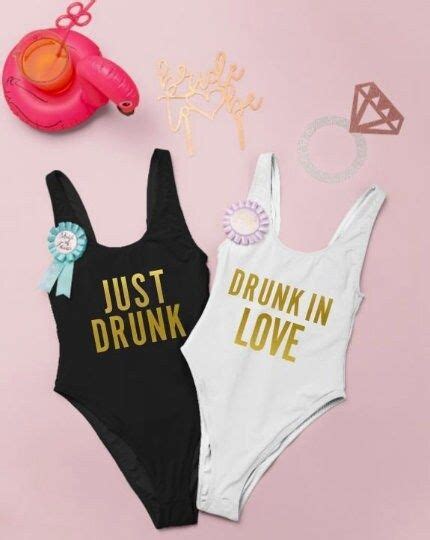 Drunk In Love Bachelorette Party Bathing Suits Matching Bridesmaid Bathing Suits Bride To Be