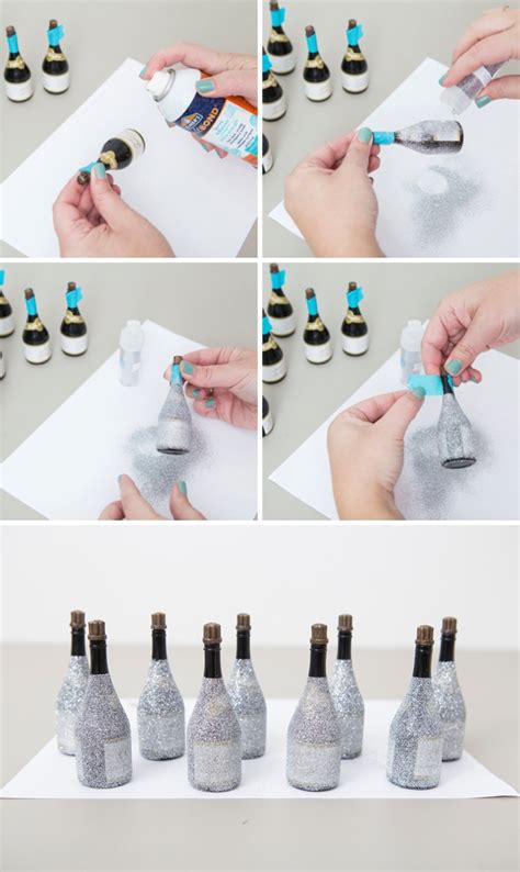 These Diy Glitter Covered Mini Champagne Bottle Bubbles Are Darling