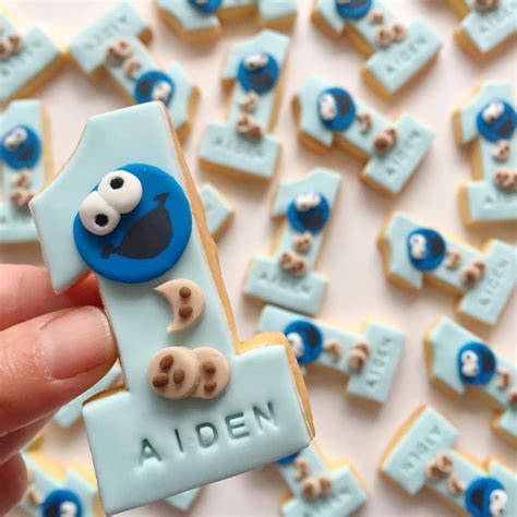 Aidens Cookie Monster Themed Cookies For His First Birthday Monster