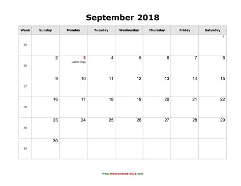 blank calendar  september