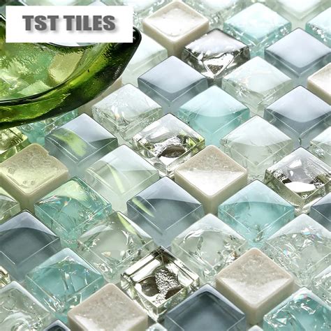11 Sheetslot Wholesale Sea Glass Tiles Mosaics Blue White Crackle